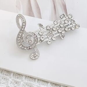 Elegant Silver Music Note Brooch